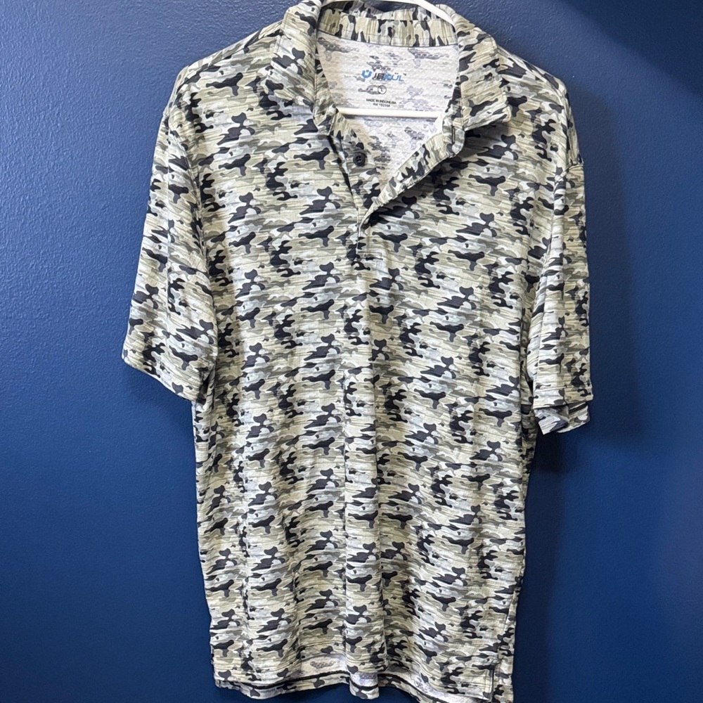 IBKUL (I Be Cool) Men's Camouflage Polo Shirt - Olive Green/Black